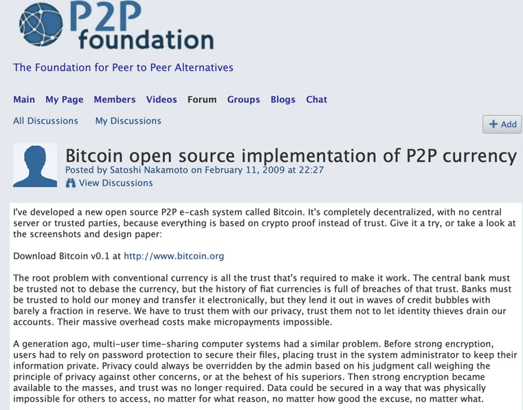 legendarny wpis Satoshi Nakamoto