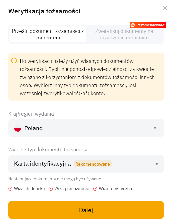 weryfikacja na bybit