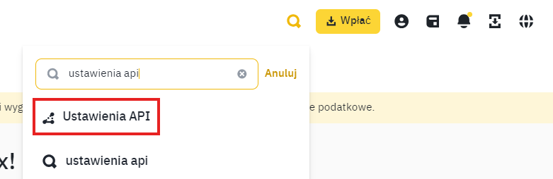 Ustawienia API do zeznania podatkowego Binance
