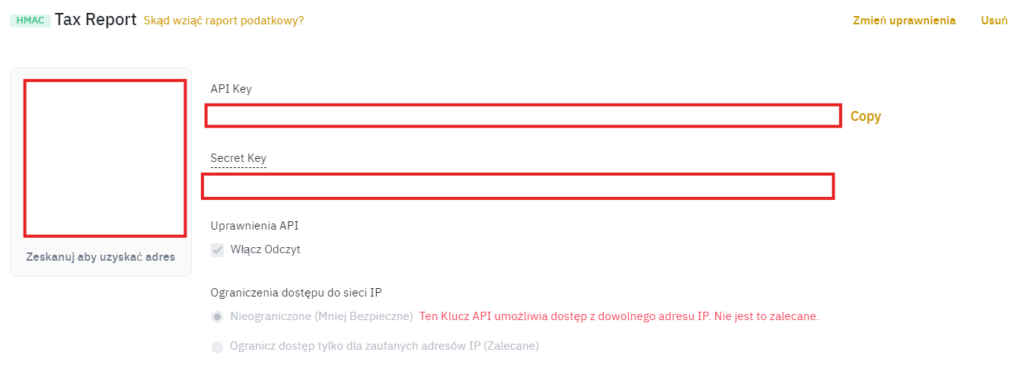 Indywidualny klucz API