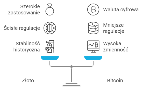 bitcoin vs. złoto - kluczowe różnice